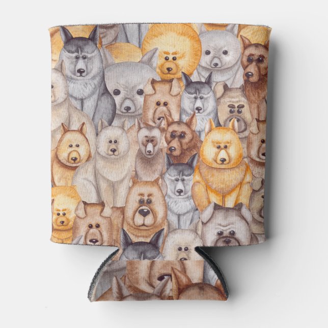 Rafraîchisseur Pour Canette Chiens Aquarellés : Whimsical Seamless Fun (Devant)
