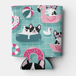 Rafraîchisseur Pour Canette Chiens avec flotteurs de piscine, motif vintage.