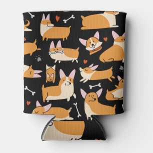 Rafraîchisseur Pour Canette Chiens De Corgi, Arrière - plan Sans Seamless.