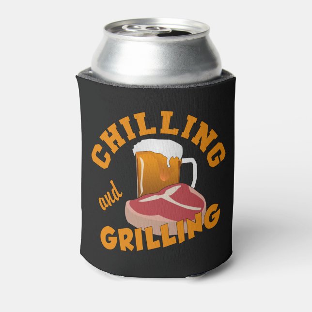 Rafraîchisseur Pour Canette Chilling & Grilling monogramme personnalisé peut r (Can Dos)