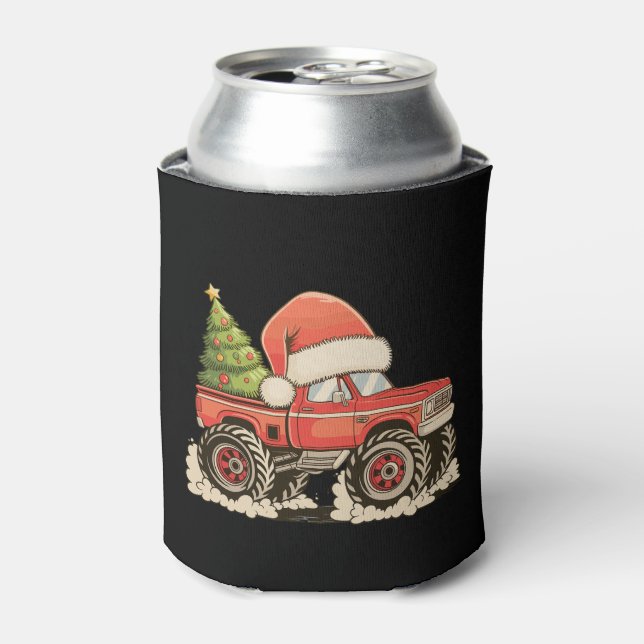 Rafraîchisseur Pour Canette Christmas Monster Truck Santa Hat Xmas Holiday (Can devant)