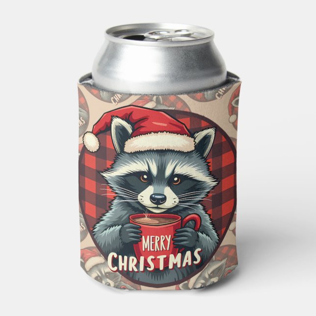 Rafraîchisseur Pour Canette Christmas Raccoon Cocoa Cheer (Can devant)
