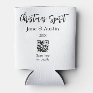 Rafraîchisseur Pour Canette Christmas Spirit mariage nom du couple QR date de 