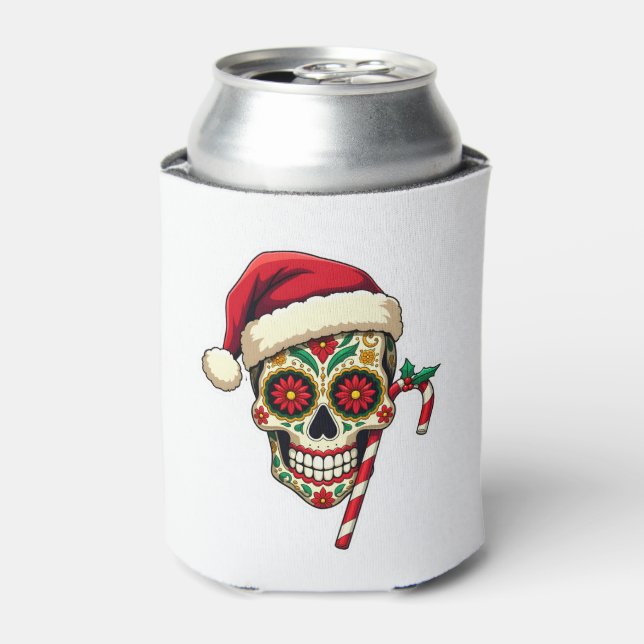 Rafraîchisseur Pour Canette Christmas Sugar Skull Santa Hat Day Of The Dead Xm (Can devant)