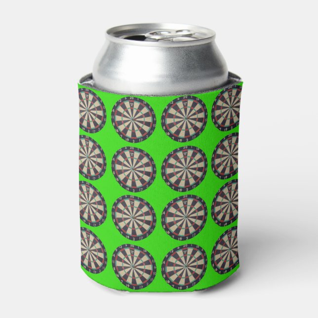 Rafraîchisseur Pour Canette Cibles de fléchettes sur fond vert citron, (Can devant)