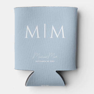 Rafraîchisseur Pour Canette Ciel bleu Monogramme Noms de script Mariage Can Co