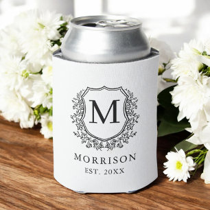 Rafraîchisseur Pour Canette Cimier noir blanc moderne Monogramme Mariage