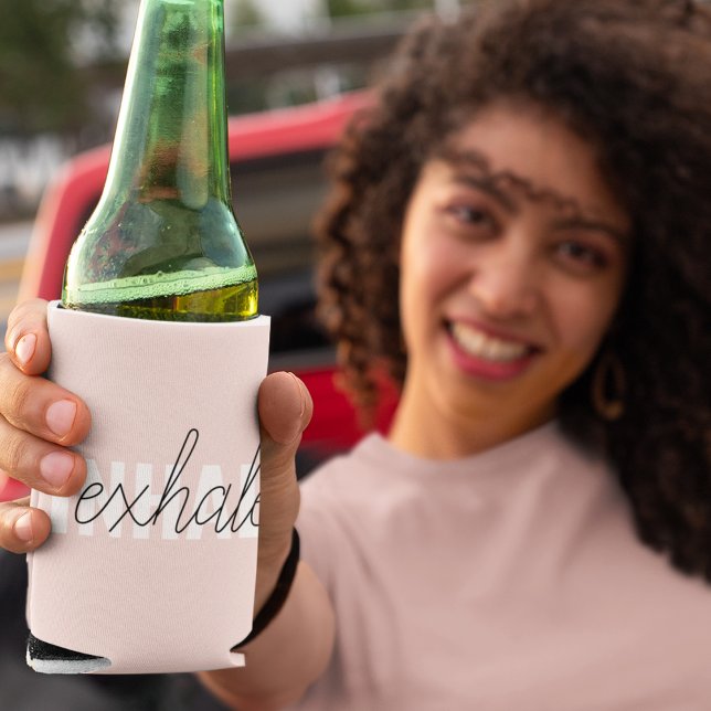 Rafraîchisseur Pour Canette Citation moderne Pastel Pink Inhale Exhale (Créateur téléchargé)