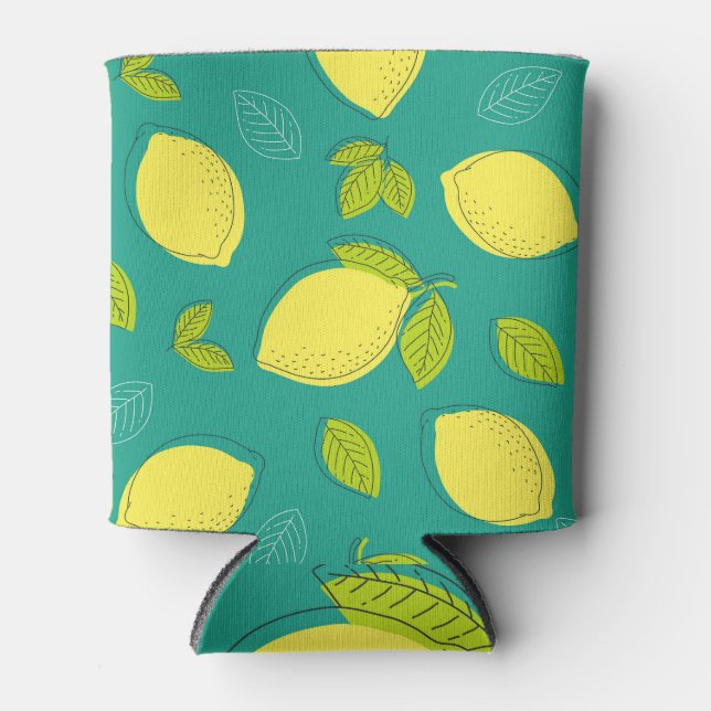 Rafraîchisseur Pour Canette Citron avec Motif Feuille. (Devant)