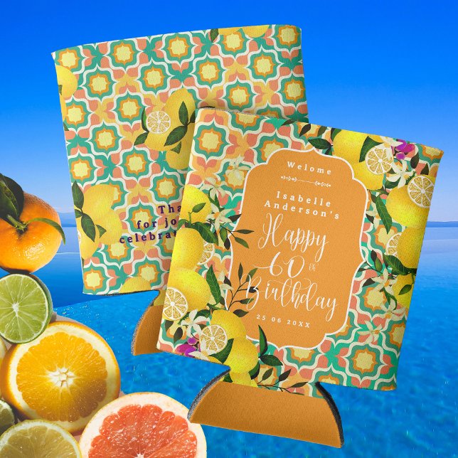 Rafraîchisseur Pour Canette Citron Méditerranée 60ème Orange (Lemon Mediterranean 60th Orange Can Cooler)