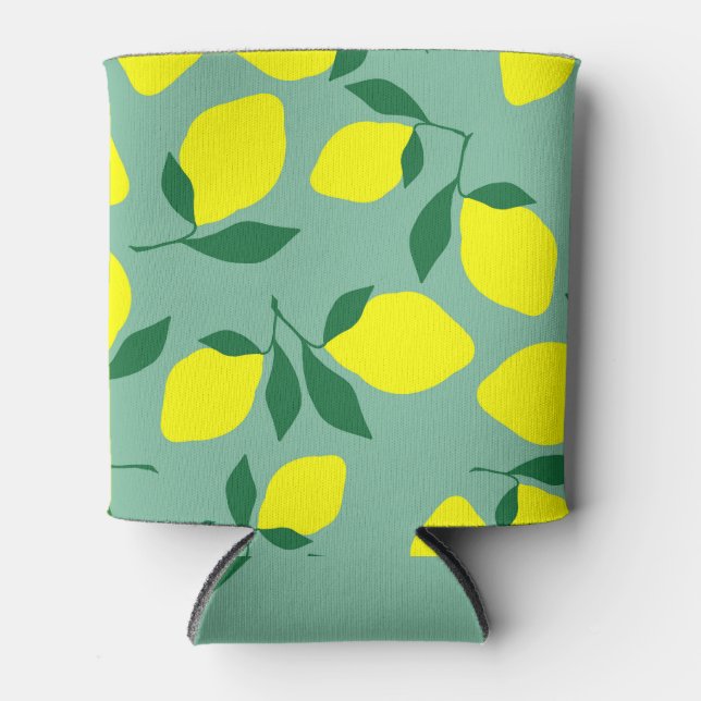 Rafraîchisseur Pour Canette Citron simple, Arrière - plan vert. (Devant)