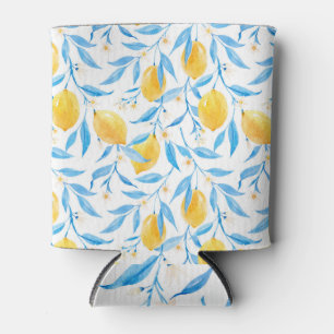 Rafraîchisseur Pour Canette citrons aquarelle : motif dessiné à la main.