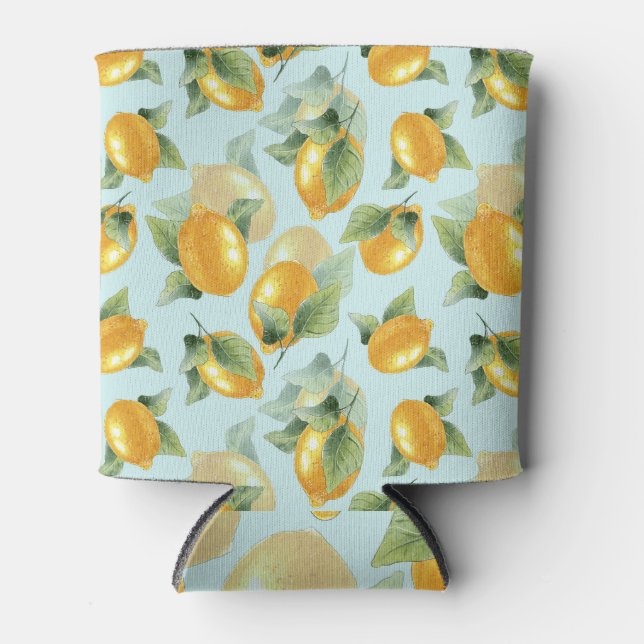 Rafraîchisseur Pour Canette Citrons Feuilles : Aquarelle Impression transparen (Devant)