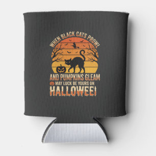 Rafraîchisseur Pour Canette Citrouille Chat Noir Halloween Design Vectoriel