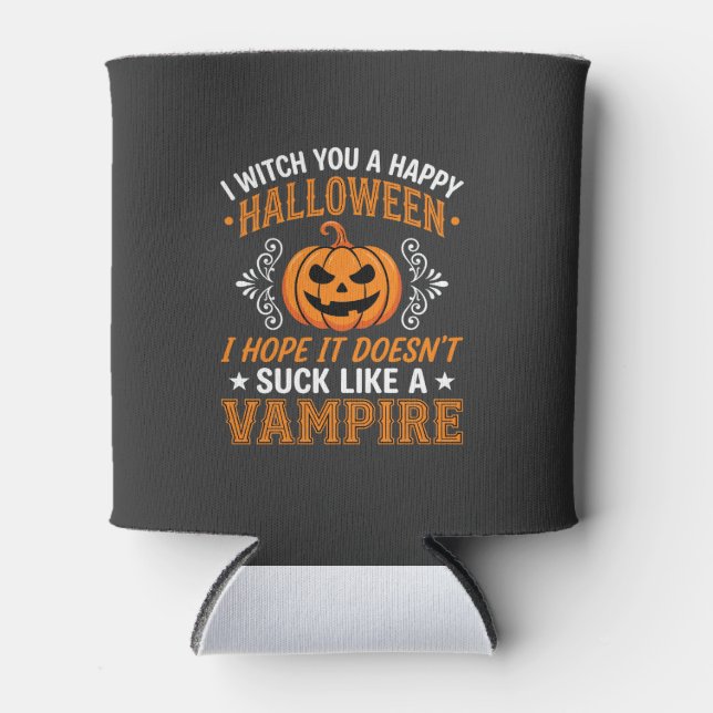 Rafraîchisseur Pour Canette Citrouille de vampire drôle d'Halloween (Devant)