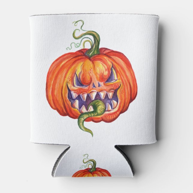 Rafraîchisseur Pour Canette Citrouille d'halloween effrayant (Devant)