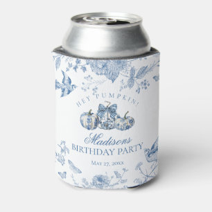 Rafraîchisseur Pour Canette Citrouille Toile Bleue Florale Française Anniversa