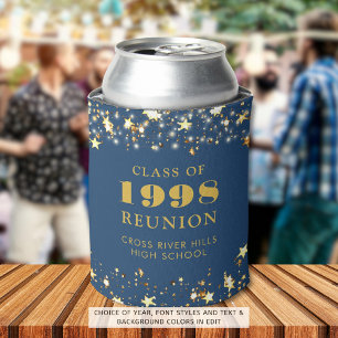 Rafraîchisseur Pour Canette Classe Reunion Blue Gold Stars Personnalisé