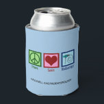 Rafraîchisseur Pour Canette Clinique personnalisée Peace Love Endoscopy<br><div class="desc">Peace Love Endoscopy peut refroidir avec votre texte personnalisé. Un joli cadeau avec un signe de paix,  un coeur et un endoscope utilisés dans les procédures médicales pour désigner un patient.</div>
