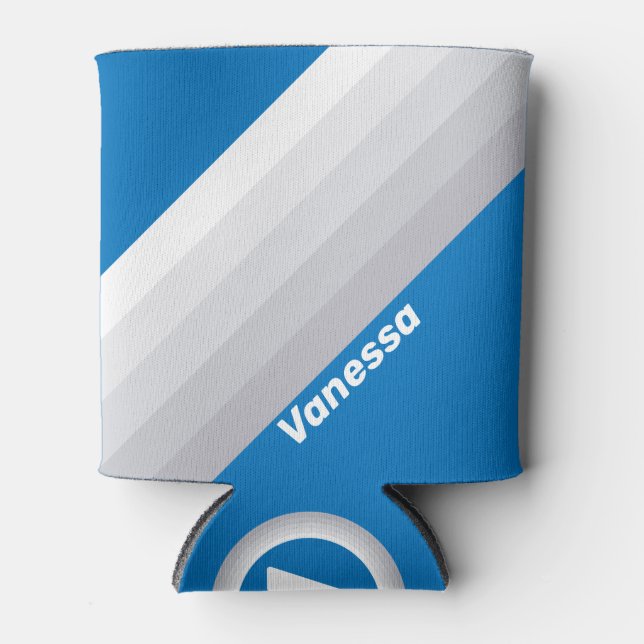 Rafraîchisseur Pour Canette Cloudy Blue Sky Stripes with Name (Devant)