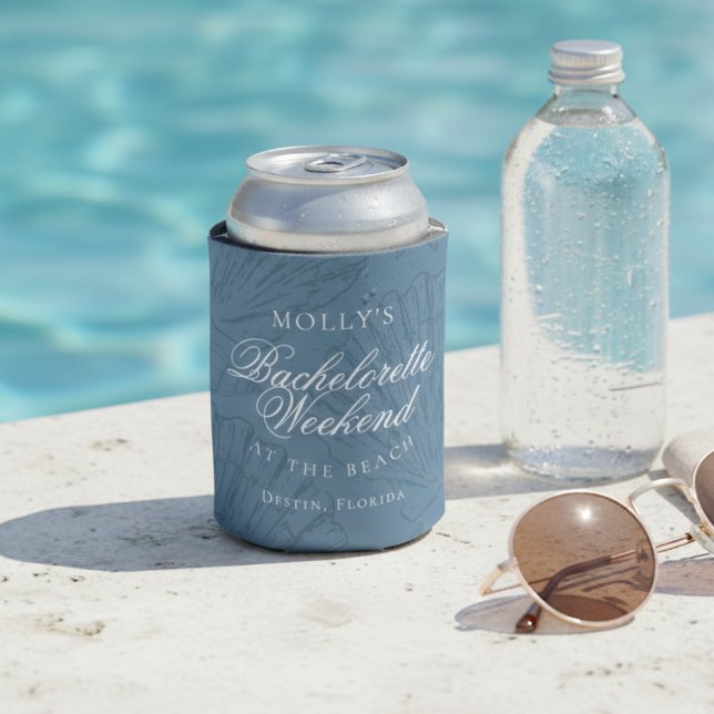 Rafraîchisseur Pour Canette Coastal Blue Seashell Bachelorette Favor (Coastal Blue Seashell Bachelorette Favor Can Cooler)