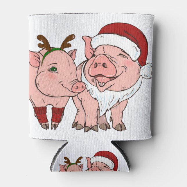 Rafraîchisseur Pour Canette cochon moche de Noël (Devant)