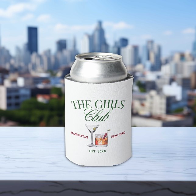 Rafraîchisseur Pour Canette Cocktails Classy Green & Red Girl's Club (Créateur téléchargé)
