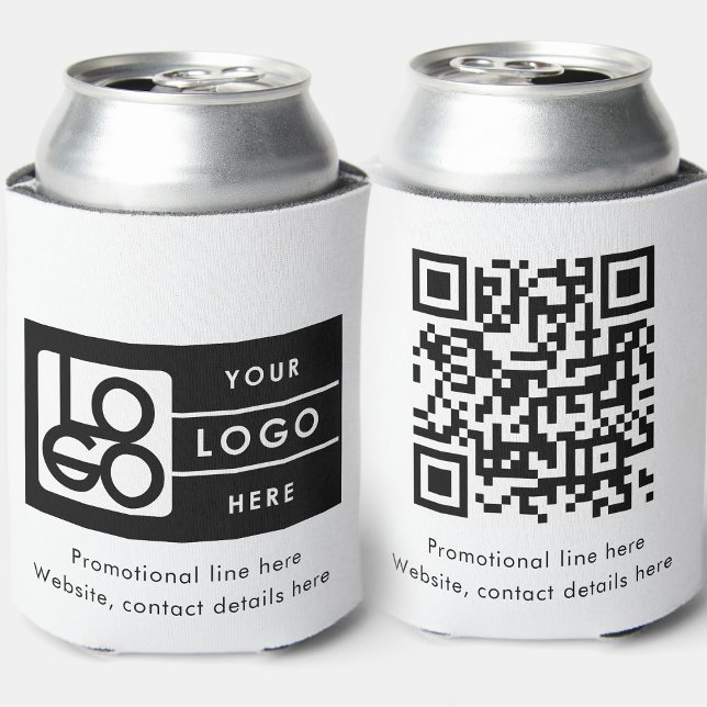 Rafraîchisseur Pour Canette Code QR de promotion de logo de rectangle d'entrep (Business Rectangle Logo Text Promo QR Code Can Cooler)