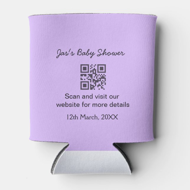 Rafraîchisseur Pour Canette Code QR simple bébé violet avec nom personnalisé (Devant)
