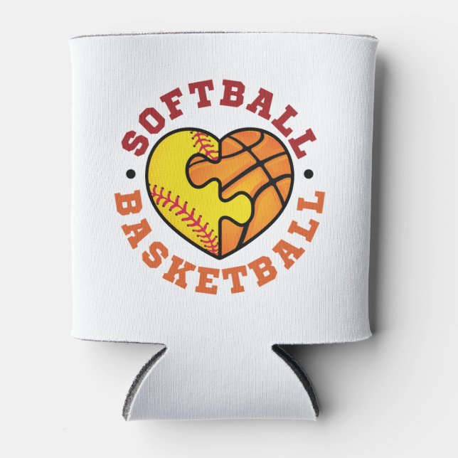 Rafraîchisseur Pour Canette Coeur de basketball de softball (Devant)