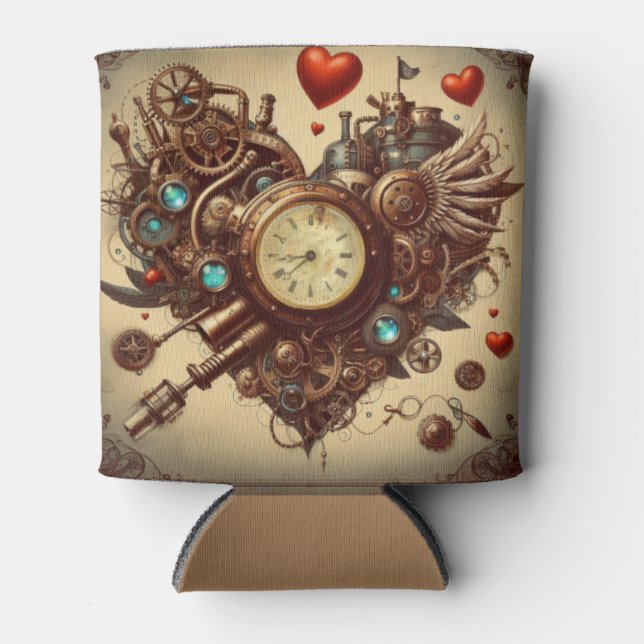 Rafraîchisseur Pour Canette Coeur Steampunk/Saint-Valentin (Devant)