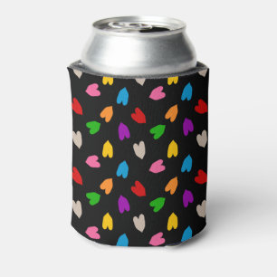 Rafraîchisseur Pour Canette Cœurs Amour Colorés Motif Design Noir 