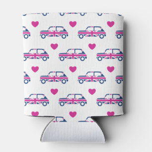 Rafraîchisseur Pour Canette Coeurs britanniques de Mini Cooper - bleu et rose