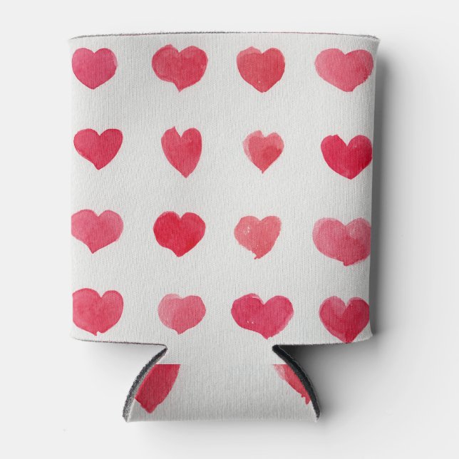 Rafraîchisseur Pour Canette Coeurs d'aquarelle incomparable : design motif rom (Devant)