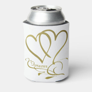 Rafraîchisseur Pour Canette Cœurs pour toujours or sur fond blanc