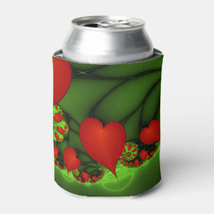 Rafraîchisseur Pour Canette Coeurs rouges Lime vert Moderne Art Abstrait fract