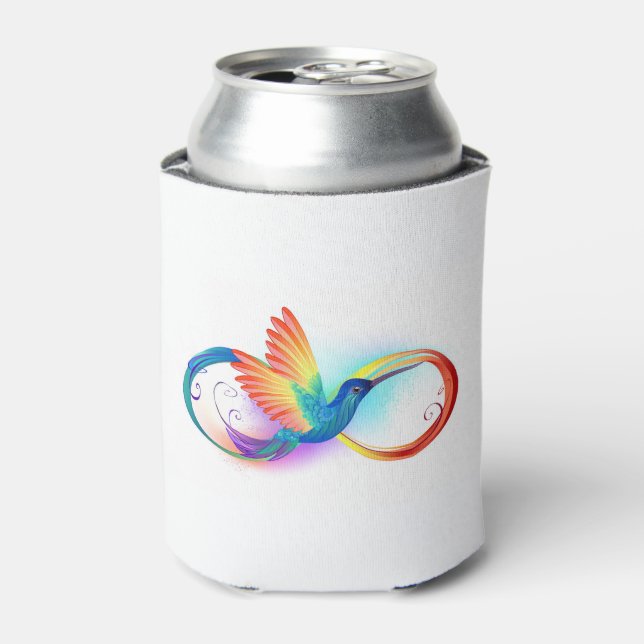 Rafraîchisseur Pour Canette Colibri arc-en-ciel avec symbole Infinity (Can devant)