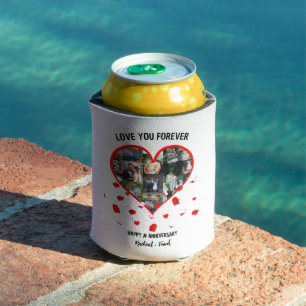 Rafraîchisseur Pour Canette Collage de photos de cœur pour anniversaire de mar