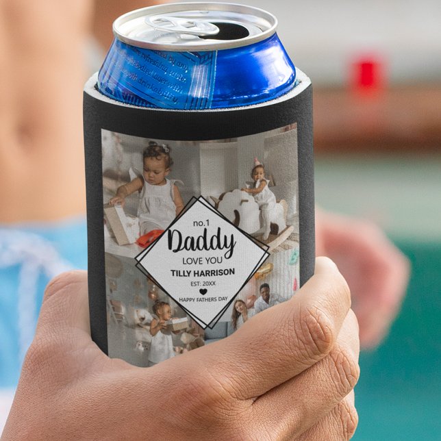 Rafraîchisseur Pour Canette Collage photo élégant de 4 | No 1 papa (Créateur téléchargé)