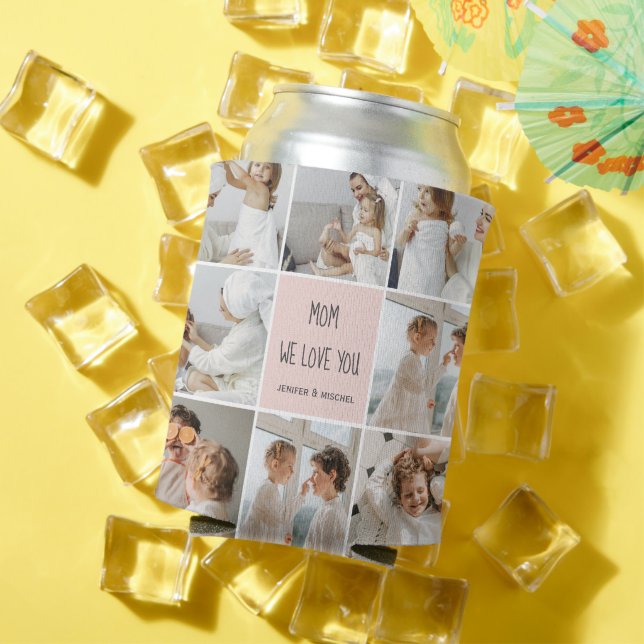 Rafraîchisseur Pour Canette Collage Photo Maman We Love You Best Mother Cadeau (Été in situ)
