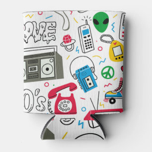 Rafraîchisseur Pour Canette Collection de doodle vintage des années 80 90.