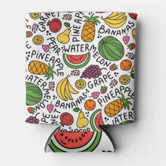 Rafraîchisseur Pour Canette Coloré à thème fruitier, motif vintage.