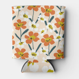 Rafraîchisseur Pour Canette Coloré, motif floral vintage.