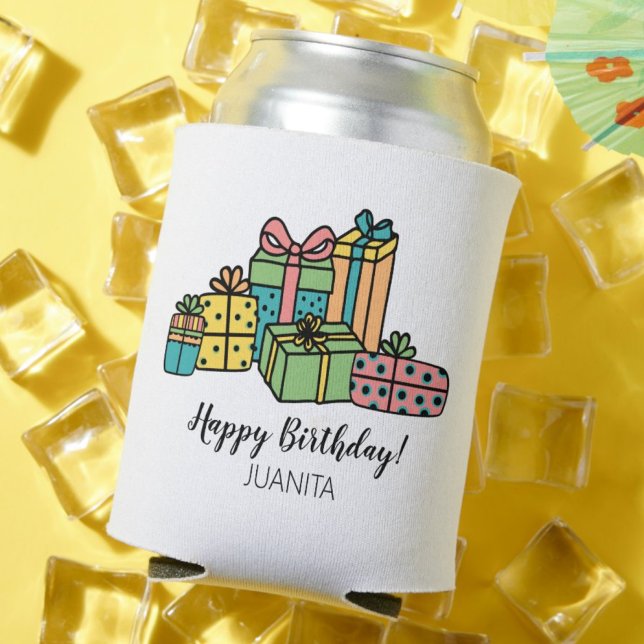 Rafraîchisseur Pour Canette Coloré Personnalisé Joyeux anniversaire (Modern Trendy Cute Colorful Happy Birthday Can Cooler)