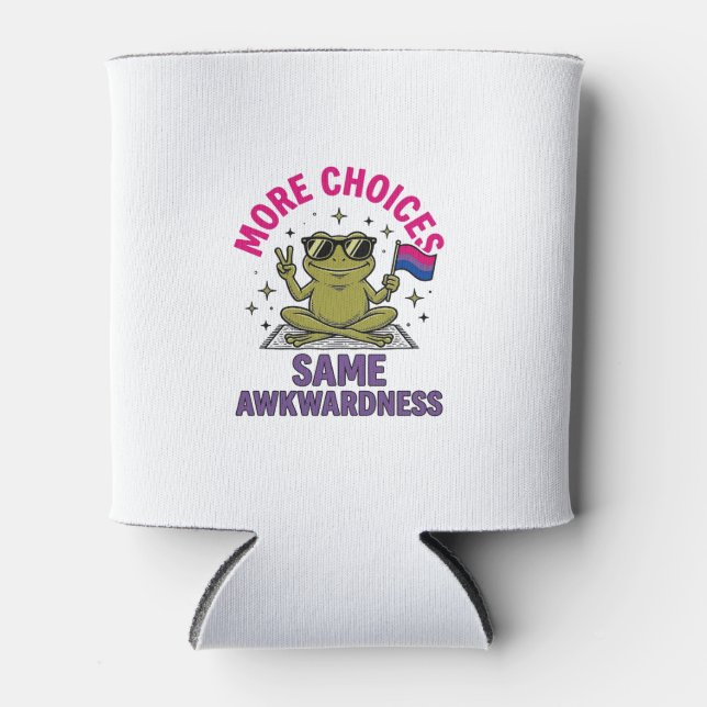 Rafraîchisseur Pour Canette Conception de chemise de fierté de grenouille bi d (Devant)
