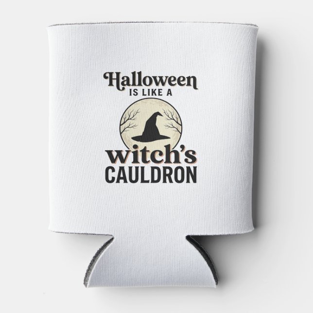 Rafraîchisseur Pour Canette Conception de chemise de ville d'Halloween de chât (Devant)