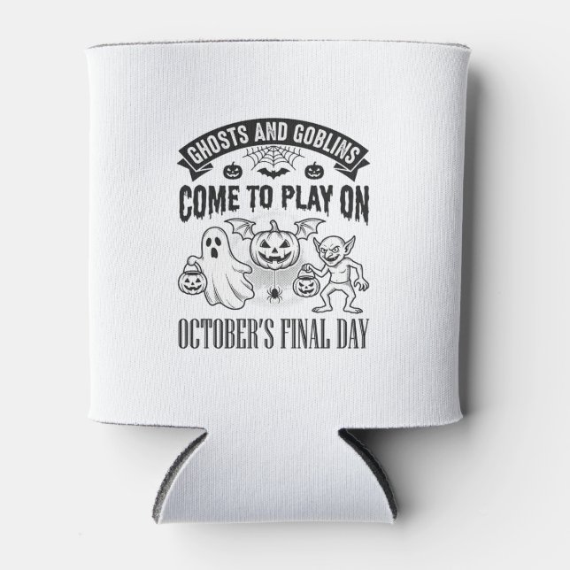 Rafraîchisseur Pour Canette Conception de chemise Halloween Fantômes et Gobeli (Devant)