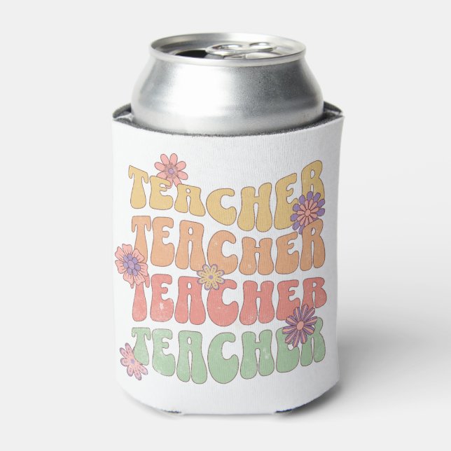 Rafraîchisseur Pour Canette Conception de texte de style rétro de l'enseignant (Can devant)