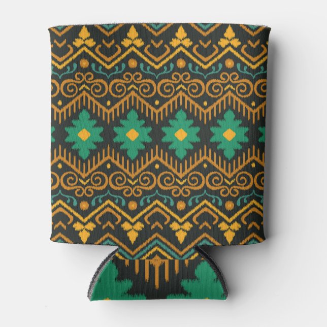 Rafraîchisseur Pour Canette Conception Ethnique De Tissu Ikat Brodé (Devant)