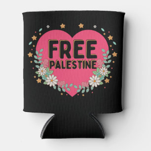 Rafraîchisseur Pour Canette conception graphique du coeur rose de la Palestine